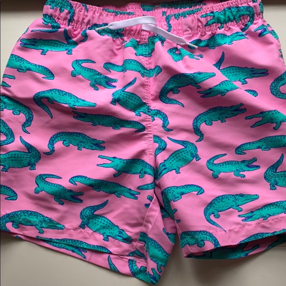 Chubbies pink alligator swim trunks